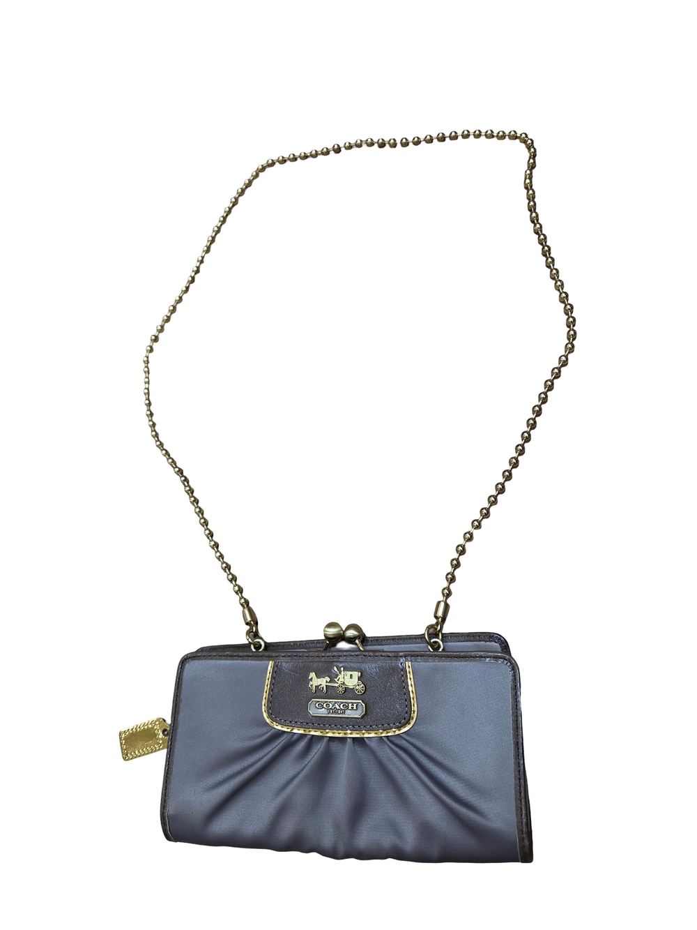 Coach Navy Crossbody Wallet with Gold Chain and Hardware